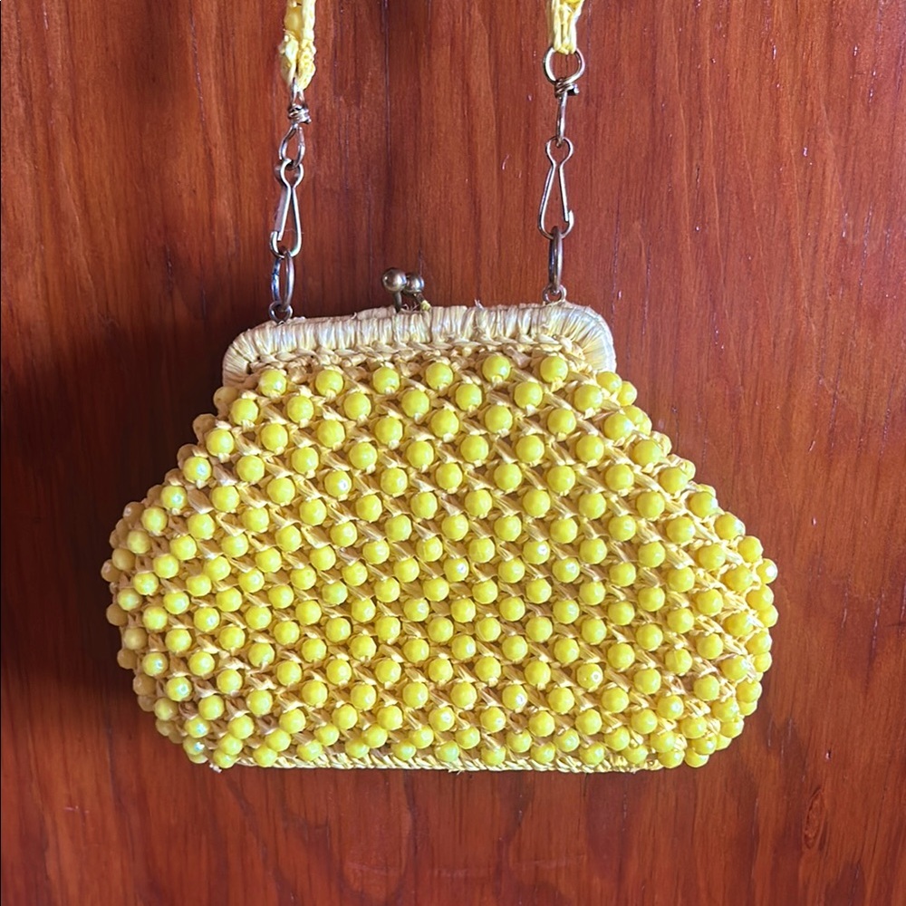 Small yellow beaded purse